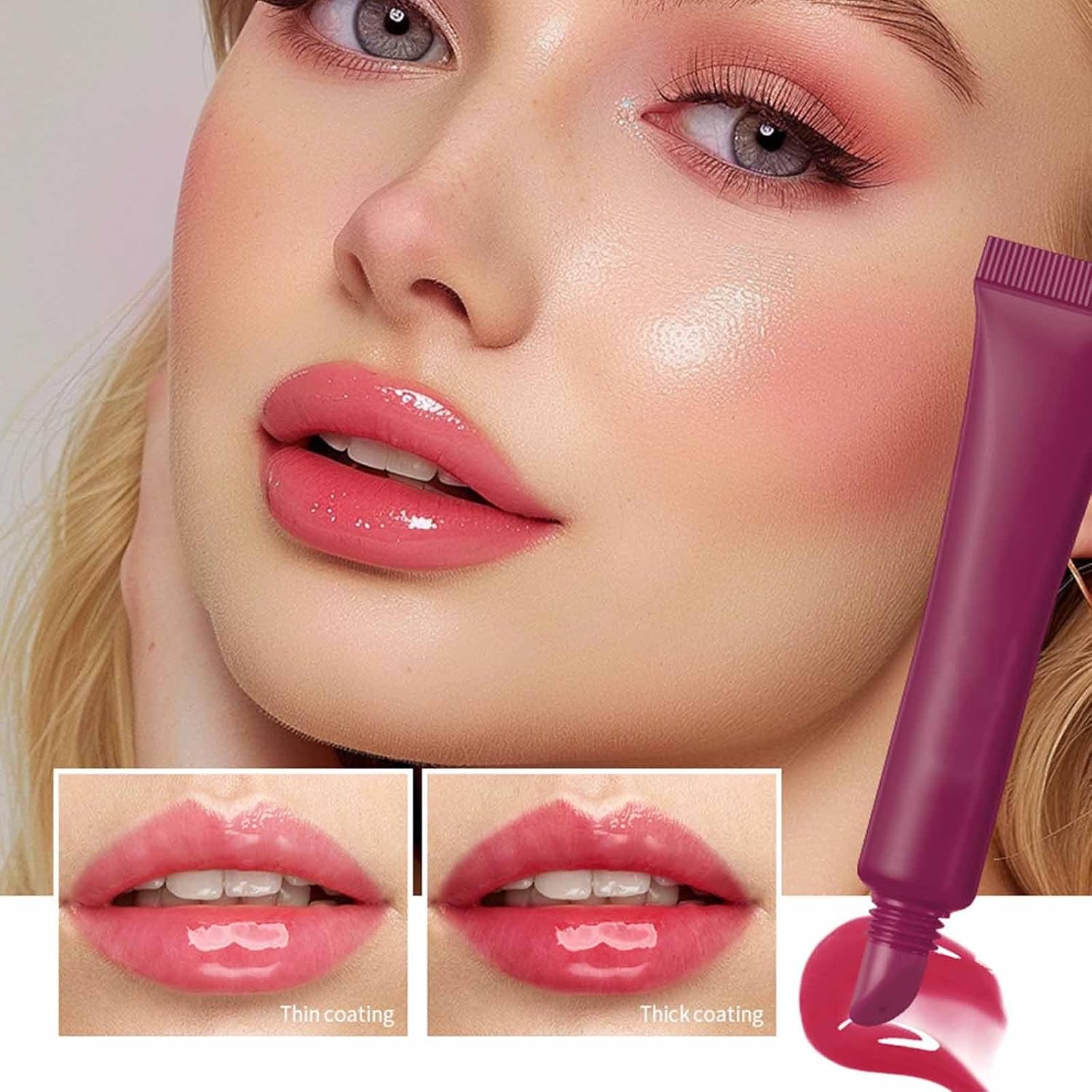 5 Color Glossy Lip Butter Gloss,Moisturizing Non-Stick Cup Liquid Lip Gloss,Natural Plumping Lip Tint,Mirror Toot Lip Gloss for Women (4 Colors/Set, A)