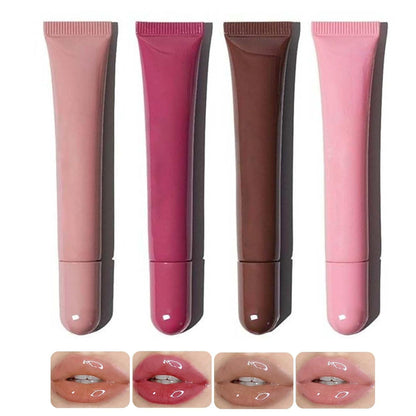 5 Color Glossy Lip Butter Gloss,Moisturizing Non-Stick Cup Liquid Lip Gloss,Natural Plumping Lip Tint,Mirror Toot Lip Gloss for Women (4 Colors/Set, A)
