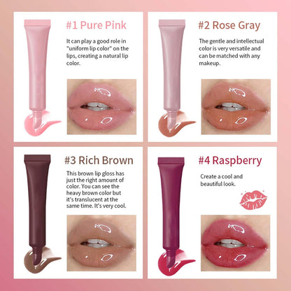 5 Color Glossy Lip Butter Gloss,Moisturizing Non-Stick Cup Liquid Lip Gloss,Natural Plumping Lip Tint,Mirror Toot Lip Gloss for Women (4 Colors/Set, A)