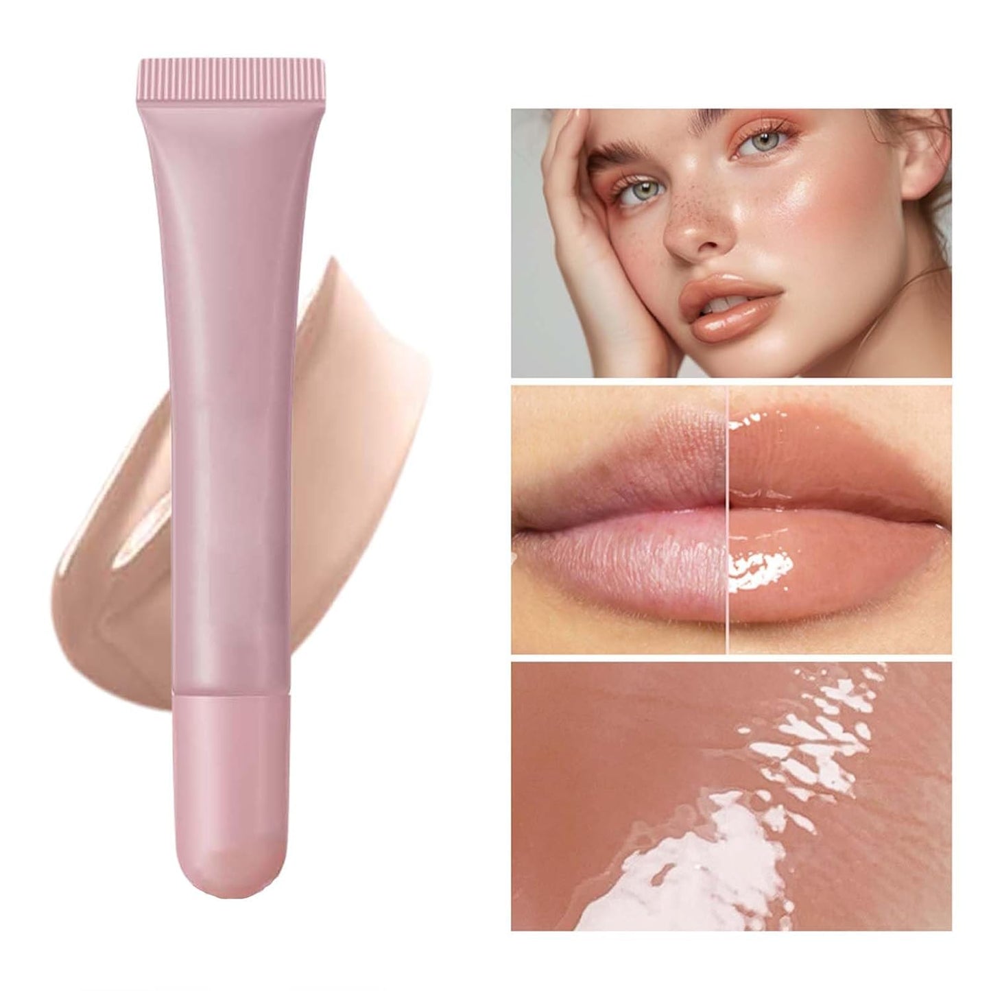 5 Color Glossy Lip Butter Gloss,Moisturizing Non-Stick Cup Liquid Lip Gloss,Natural Plumping Lip Tint,Mirror Toot Lip Gloss for Women (4 Colors/Set, A)
